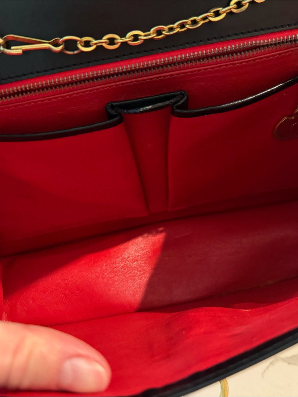 Celine Black Leather Crossbody with Gold Chain and Signature Lock - Picture 10 of 14